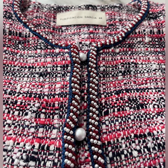 PURIFICACION GARCIA pearl button multicolor boucle tweed jacket blazer M/L 44 EU - Picture 12 of 17